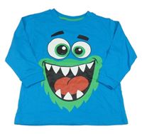 Modré pyžamové triko s příšerkou x-mail