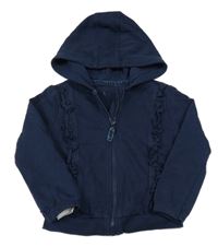 Tmavomodrá prepínaci mikina s volánikmi a kapucňou M&S