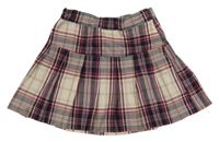 Vínovo-smotanová kockovaná skladaná sukňa H&M