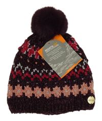 Nové - fialovo-růžová vzorovaná žinylková podšitá čepice s bamublí Regatta