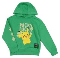 Zelená mikina s Pikachu a kapucí 