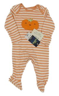 Nové - bílo-oranžový pruhovaný overal s dýní George