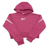 Tmavoružová crop mikina s logom a kapucňou Reebok