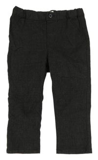 Antracitové kockované nohavice H&M