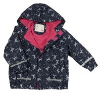 Tmavomodrá nepromokavá jarní bunda s jednorožci a kapucí Kiki&Koko