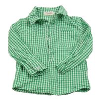 Zeleno-biela kockovaná polo košeľa