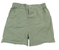 Khaki plátenné kraťasy s vreckami