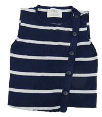 Tmavomodro-biela pruhovaná prepínaci úpletová vesta Zara