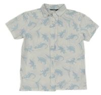 Bílo-modrá košile s dinosaury Primark