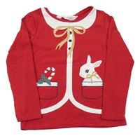 Červené vánoční triko s králíkem H&M