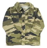Kaki-béžová army rifľová košeľa F&F