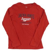 Červené triko s nápisy Jack & Jones