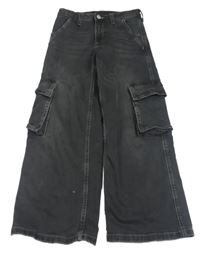 Tmavošedé široké cargo rifle H&M