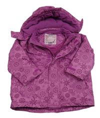 Fialová vzorovaná šusťáková zimní bunda s kapucí TCM