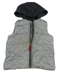 Sivá melírovaná zateplená vesta s kapucňou F&F