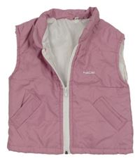 Ružová šušťáková zateplená vesta s nápisom