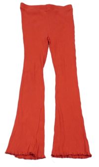 Jahodové rebrované flare legíny Shein