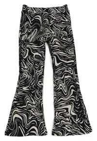 Černo-bílé vzorované žebrované flare legíny George