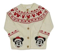 Smetanovo-červený vzorovaný prepínaci sveter s Minnie Disney