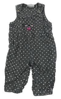 Šedo-bílé puntíkaté laclové manšestráky s medvídkem Topomini