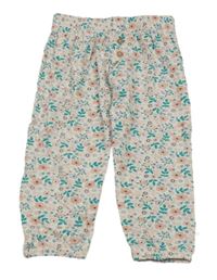 Bielo-ružové kvetované ľahké tepláky