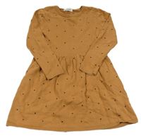 Okrovo-čierne bodkovaná é svetrové šaty H&M