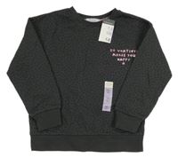 Nové - Antracitovo-černá puntíkatá mikina s nápisem Primark