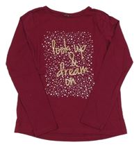 Vínové triko s hvězdami a nápisem 