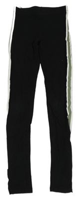 Čierno-bielo-zelené legíny s pruhmi H&M