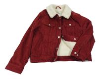 Vínová menšestrová zateplená crop bunda Vertbaudet