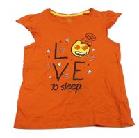 Pomerančové tričko s nápisom a smajlíkom Lupilu