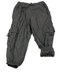 Antracitové plátěné podšité cargo cuff kalhoty Next