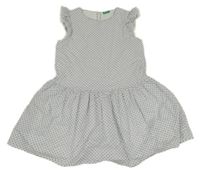 Bílo-tmavomodré květované šaty Benetton