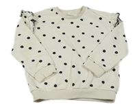 Smetanovo-čierna bodkovaná á mikina s volánikmi Nutmeg