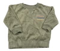 Khaki zamatová mikina s nápismi PRIMARK