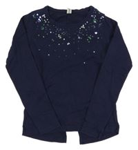 Tmavomodré tričko s flitrami Yigga