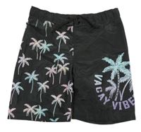 Černo-barevné plážové kraťasy s palmami H&M