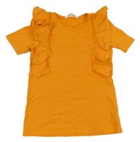 Oranžové tričko s volánikmi H&M