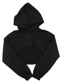 Čierna crop mikina s kapucňou Shein
