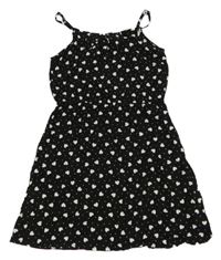 Čierno-biele ľahké šaty so srdiečkami H&M