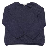 Tmavomodrý trblietavý sveter s 3D mašlou H&M