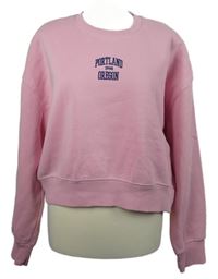 Dámská světlerůžová crop mikina s nápisem Stradivarius 