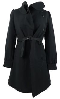 Dámský černý podzimní kabát s páskem H&M