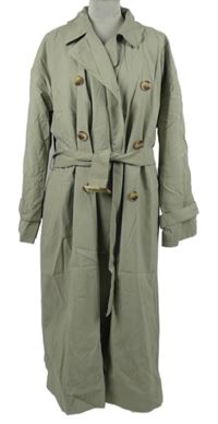 Dámsky béžový plátenný jarný kabát s opaskom Dunnes