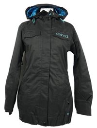 Dámská tmavošedá šusťáková zimní lyžařská bunda s kapucí Animal 