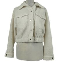 Dámská bílá huňatá crop košilová bunda Shein 