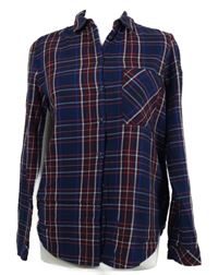 Dámska tmavomodro-červená kockovaná blúzka S. Oliver