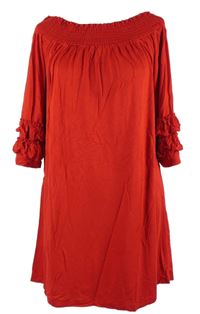Dámská červená tunika s volánky 