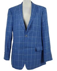 Pánské modré kostkované sako 