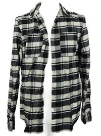 Pánska čierno-biela kockovaná flanelová košeľa H&M